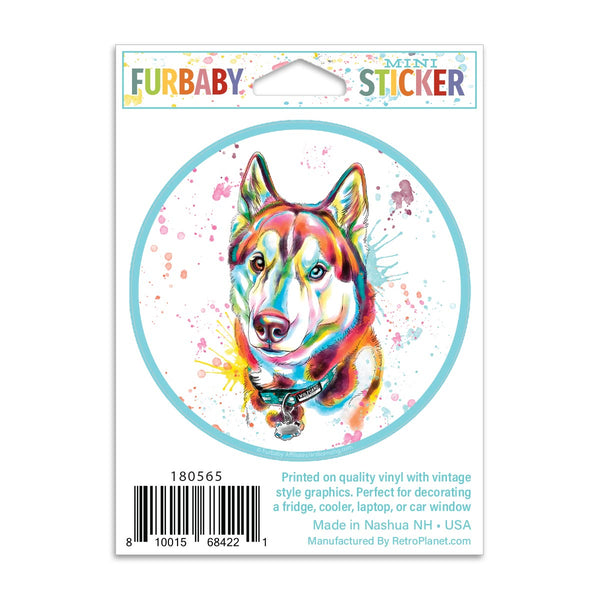 Siberian Husky Dog Watercolor Style Mini Vinyl Sticker