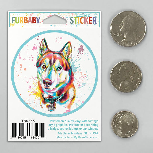 Siberian Husky Dog Watercolor Style Mini Vinyl Sticker