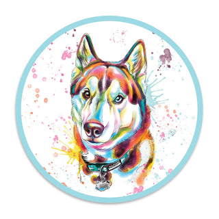 Siberian Husky Dog Watercolor Style Mini Vinyl Sticker