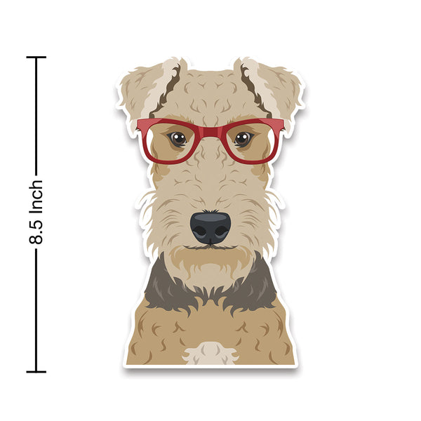 Airedale Terrier Dog Wearing Hipster Glasses Large Vinyl Car Window Sticker
