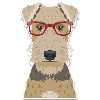 Airedale Terrier Dog Wearing Hipster Glasses Large Vinyl Car Window Sticker