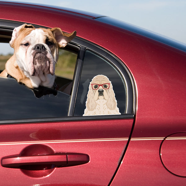 American Cocker Spaniel Dog Wearing Hipster Glasses Large Vinyl Car Window Sticker