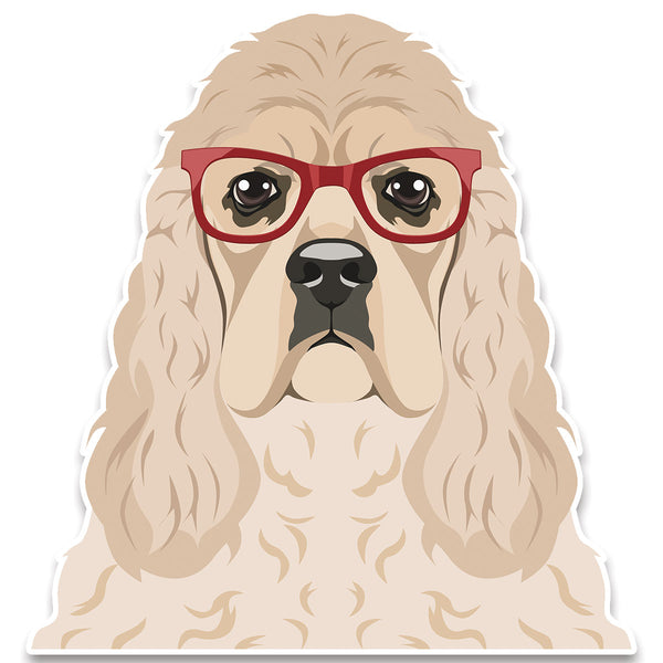 American Cocker Spaniel Dog Wearing Hipster Glasses Large Vinyl Car Window Sticker