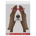 Basset Hound Dog Wearing Hipster Glasses Large Vinyl Car Window Sticker