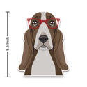 Basset Hound Dog Wearing Hipster Glasses Large Vinyl Car Window Sticker