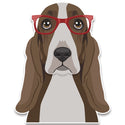 Basset Hound Dog Wearing Hipster Glasses Large Vinyl Car Window Sticker