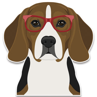 Beagle Dog Wearing Hipster Glasses Large Vinyl Car Window Sticker