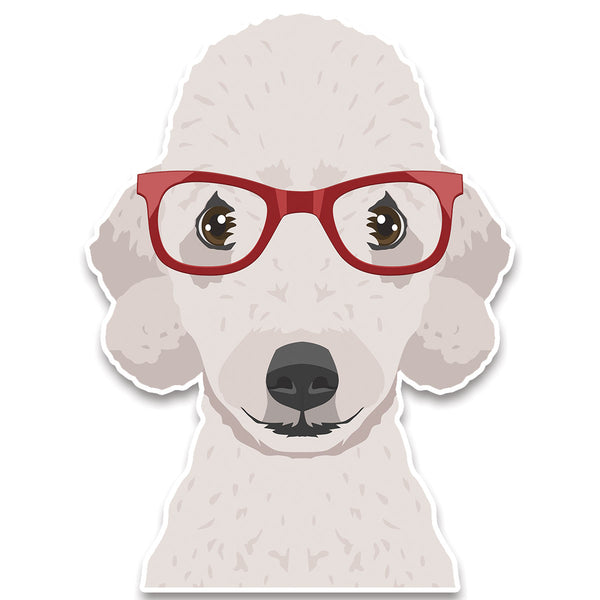 Bedlington Terrier Dog Wearing Hipster Glasses Large Vinyl Car Window Sticker