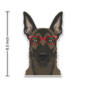 Belgian Malinois Dog Wearing Hipster Glasses Large Vinyl Car Window Sticker