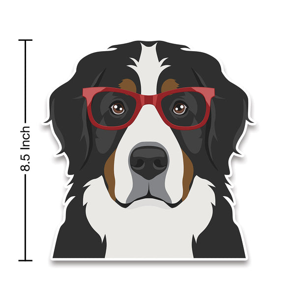 Bernese Mountain Dog Wearing Hipster Glasses Large Vinyl Car Window Sticker