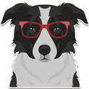Border Collie Dog Wearing Hipster Glasses Large Vinyl Car Window Sticker