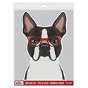 Boston Terrier Dog Wearing Hipster Glasses Large Vinyl Car Window Sticker