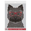 Cairn Terrier Black Dog Wearing Hipster Glasses Large Vinyl Car Window Sticker