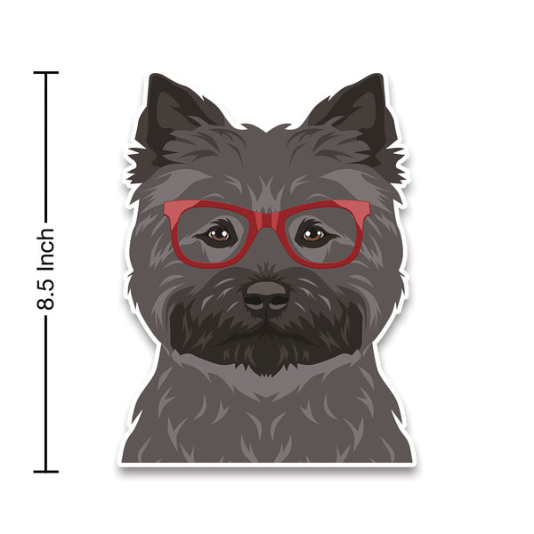 Cairn Terrier Black Dog Wearing Hipster Glasses Large Vinyl Car Window Sticker