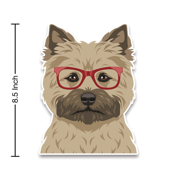 Cairn Terrier Dog Wearing Hipster Glasses Large Vinyl Car Window Sticker