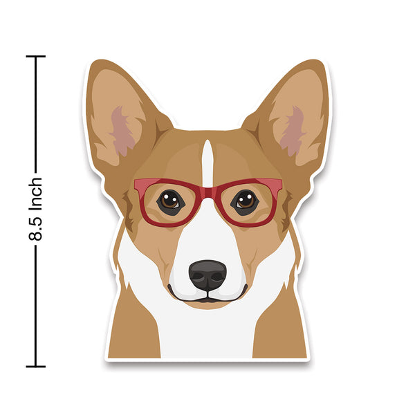 Corgi Dog Wearing Hipster Glasses Large Vinyl Car Window Sticker