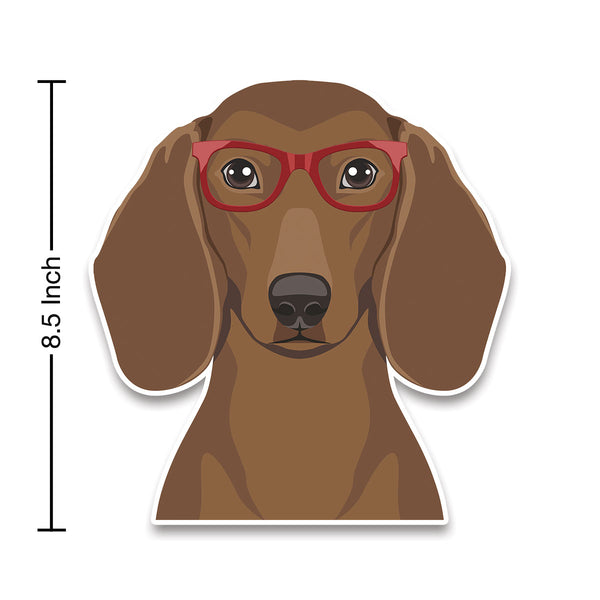 Dachshund Dog Wearing Hipster Glasses Large Vinyl Car Window Sticker