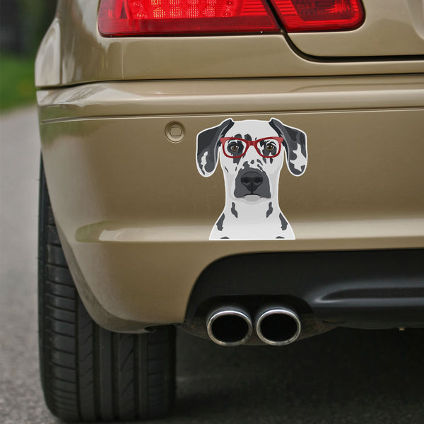 Dalmatian Dog Wearing Hipster Glasses Large Vinyl Car Window Sticker