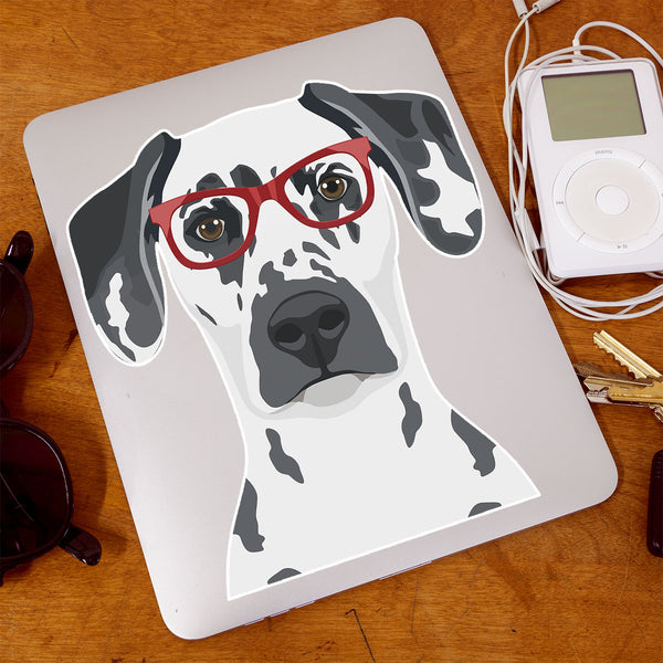 Dalmatian Dog Wearing Hipster Glasses Large Vinyl Car Window Sticker