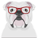 English Bulldog Dog Wearing Hipster Glasses Large Vinyl Car Window Sticker