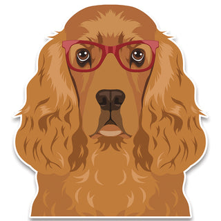 English Cocker Spaniel Dog Wearing Hipster Glasses Large Vinyl Car Window Sticker