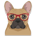 French Bulldog Dog Wearing Hipster Glasses Large Vinyl Car Window Sticker