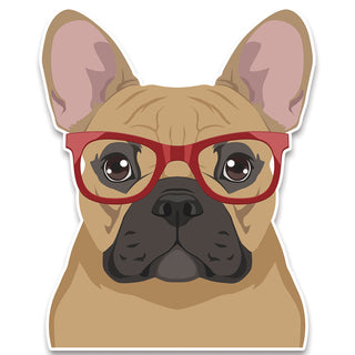 French Bulldog Dog Wearing Hipster Glasses Large Vinyl Car Window Sticker