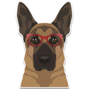 German Shepherd Dog Wearing Hipster Glasses Large Vinyl Car Window Sticker