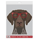 German Shorthaired Pointer Dog Wearing Hipster Glasses Large Vinyl Car Window Sticker