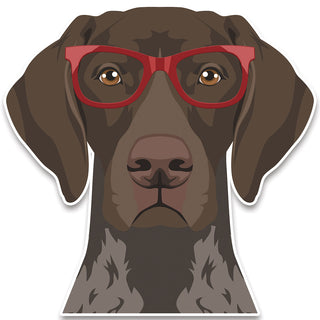 German Shorthaired Pointer Dog Wearing Hipster Glasses Large Vinyl Car Window Sticker