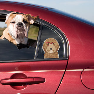 Goldendoodle Dog Wearing Hipster Glasses Large Vinyl Car Window Sticker