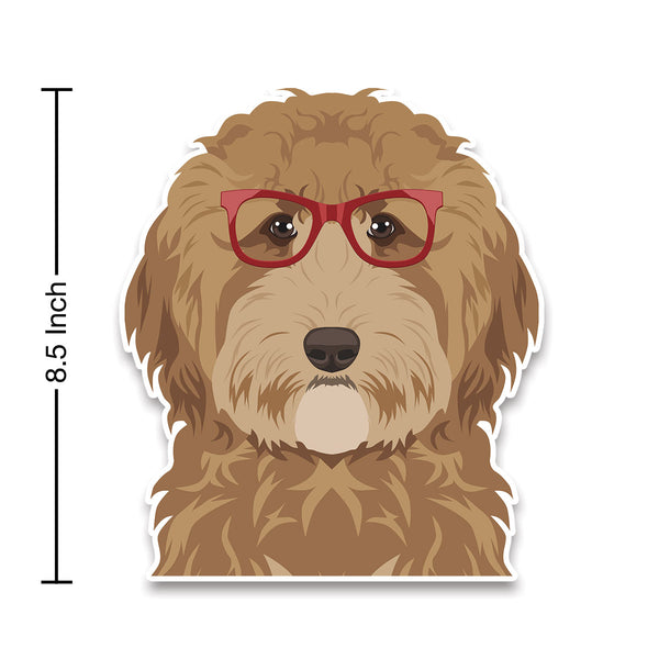 Goldendoodle Dog Wearing Hipster Glasses Large Vinyl Car Window Sticker