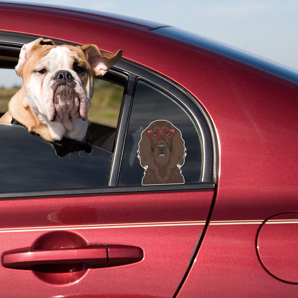 Irish Setter Dog Wearing Hipster Glasses Large Vinyl Car Window Sticker