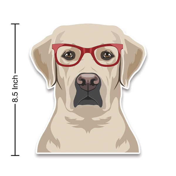Labrador Retriever Dog Wearing Hipster Glasses Large Vinyl Car Window Sticker