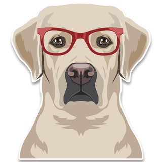 Labrador Retriever Dog Wearing Hipster Glasses Large Vinyl Car Window Sticker