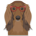 Long Haired Dachshund Dog Wearing Hipster Glasses Large Vinyl Car Window Sticker