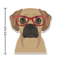 Puggle Dog Wearing Hipster Glasses Large Vinyl Car Window Sticker