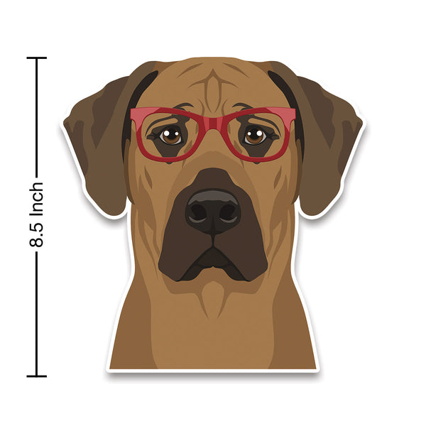 Rhodesian Ridgeback Dog Wearing Hipster Glasses Large Vinyl Car Window Sticker