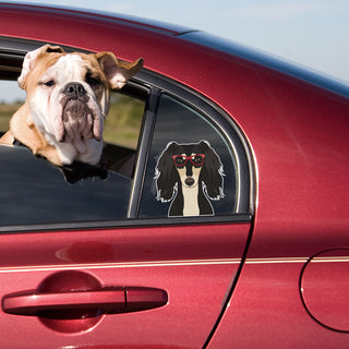 Saluki Dog Wearing Hipster Glasses Large Vinyl Car Window Sticker