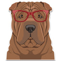 Shar Pei Dog Wearing Hipster Glasses Large Vinyl Car Window Sticker