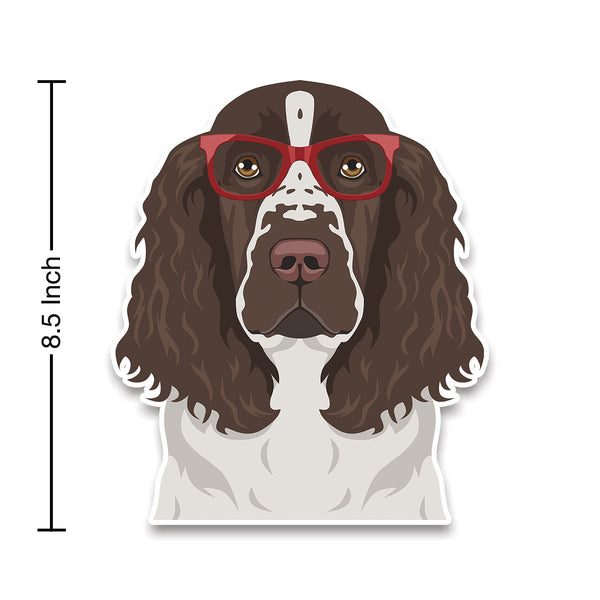 Springer Spaniel Dog Wearing Hipster Glasses Large Vinyl Car Window Sticker