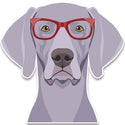 Weimaraner Dog Wearing Hipster Glasses Large Vinyl Car Window Sticker