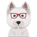 West Highland Terrier Dog Wearing Hipster Glasses Large Vinyl Car Window Sticker