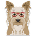 Yorkshire Terrier Dog Wearing Hipster Glasses Large Vinyl Car Window Sticker