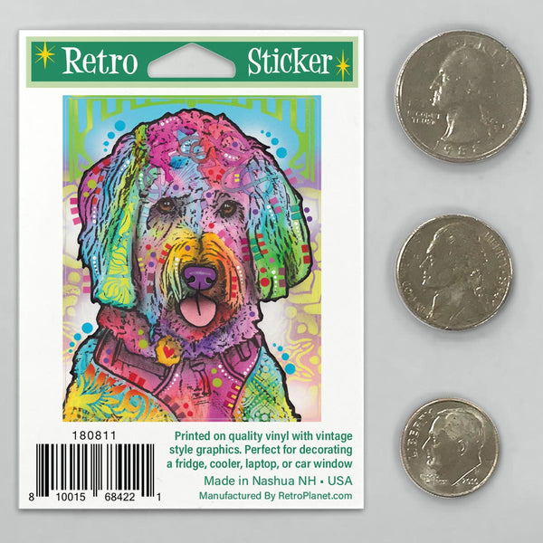 Golden Doodle Dog Layla Dean Russo Mini Vinyl Sticker