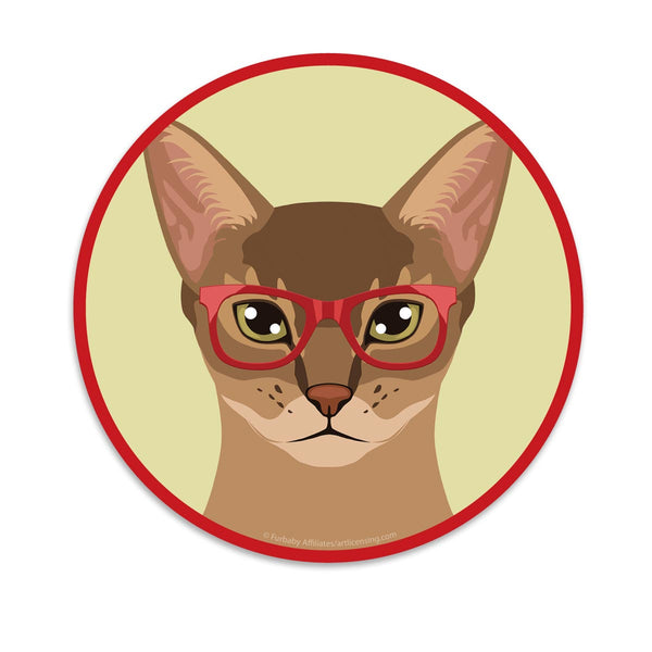 Abyssinian Cat Wearing Hipster Glasses Mini Vinyl Sticker