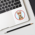 Airedale Terrier Dog Wearing Hipster Glasses Mini Vinyl Sticker