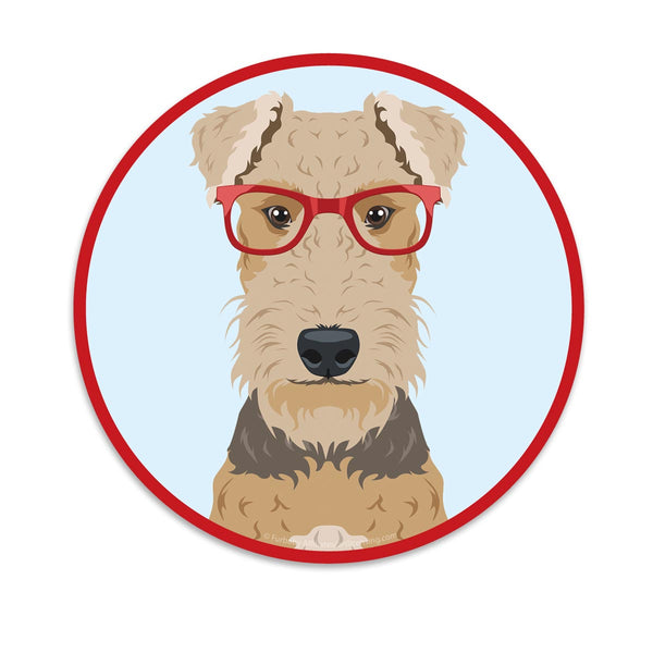 Airedale Terrier Dog Wearing Hipster Glasses Mini Vinyl Sticker