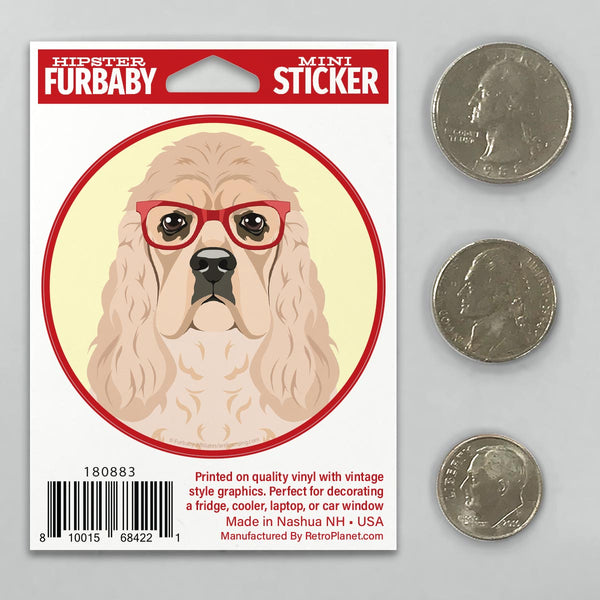American Cocker Spaniel Dog Wearing Hipster Glasses Mini Vinyl Sticker