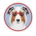 Australian Shepherd Dog Wearing Hipster Glasses Mini Vinyl Sticker